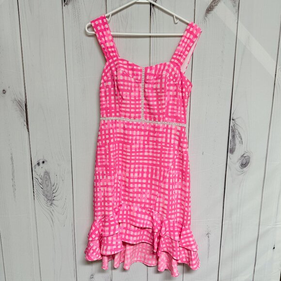 Lilly Pulitzer Avalyn Stretch Dress Size 4 Feelin Beachy Pink Tropics EUC - Picture 2 of 11